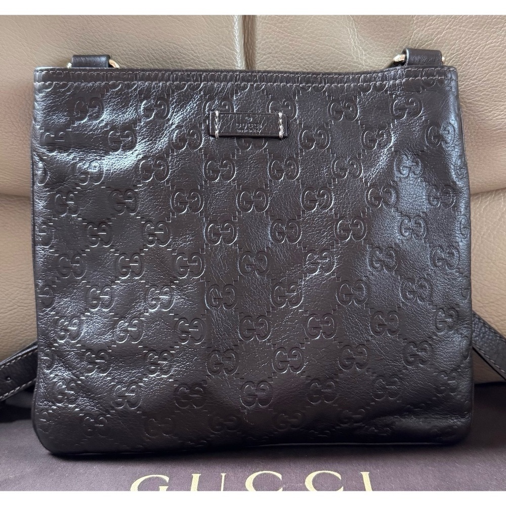 Authentic Gucci Brown Guccissima Leather Crossbody Bag